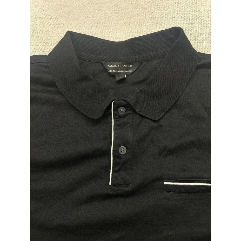 Banana Republic Luxe Touch Performance Polo Shirt Mens Large Black